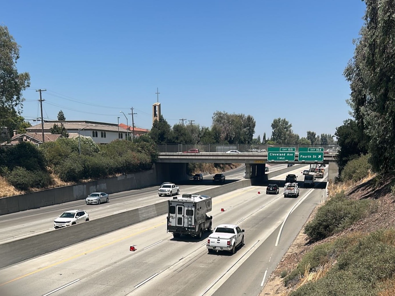 Highway 99 traffic near Madera CA.